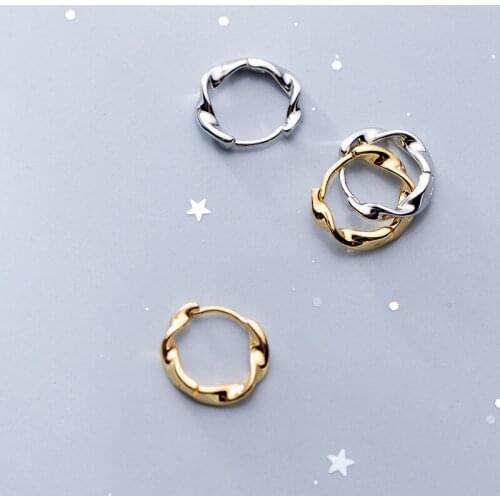 100% Real 925 Sterling Silver White Fungus Buckle Female Japanese Style Mobius Knot Short Earrings Trend Line Ear Ring Jewelry