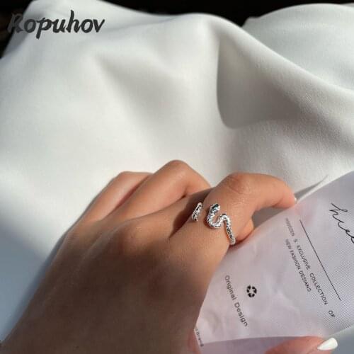 Ropuhov 2021 New 925 Silver Korean Geometric Irregular Silver Snake Ring Design Personality Fashion Net Red Temperament Jewelry
