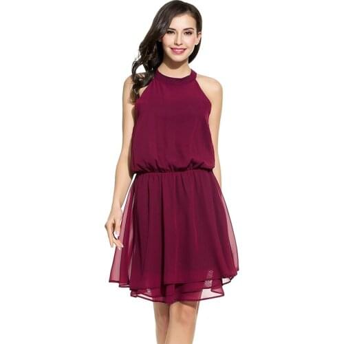 YYFS Women Dress Summer Sexy Backless Chiffon Dress Boho Style Solid Ruffle Short Women Party Beach Dresses Vestidos de fiesta