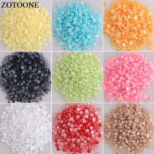 ZOTOONE Flatback Pearl Beads Multicolors ABS Resin Half Round Pearls For Nail Art Applique Strass DIY Nails Rhinestones Crystal