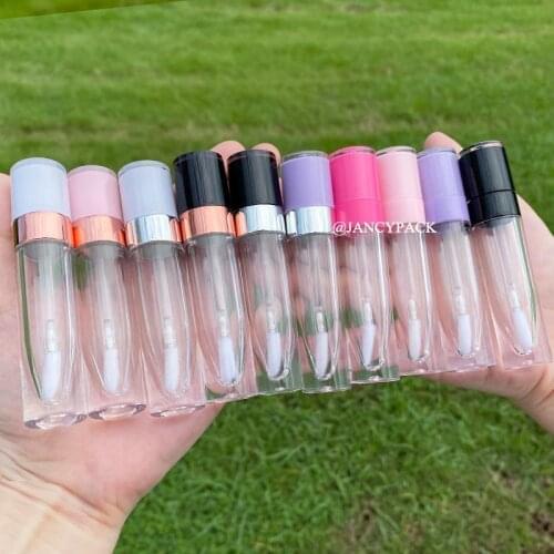10/100pcs 6ml DIY beauty travel plastic pink purple white rose gold black empty round lipgloss glaze tubes containers wholesale