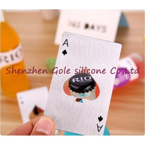 150pcs/lot 2016 New Stylish Hot Sale 1pc Poker Playing Card Ace of Spades Bar Tool Soda Beer Bottle Cap Opener Gift