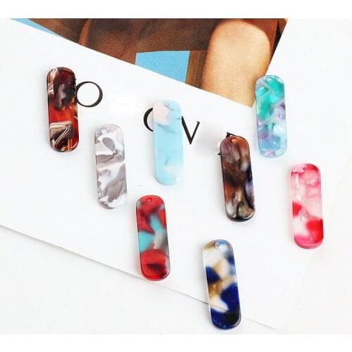 2017 New style color pattern printing geometry oval rectangle shape acrylic/acetic acid bead charm diy jewelry pendant accessory