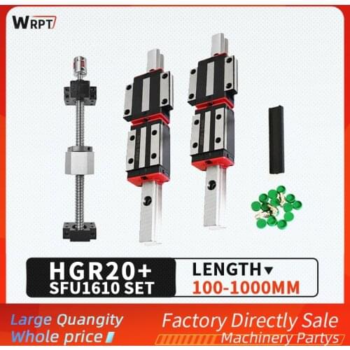 Free shipping SFU1610 length 100-1000mm + 2 HGR20-100-1000mm + 4 HGH20CA / HGW20CC BK12BF12 DSG16H XB25 * 30-8 * 10mm 3D printer