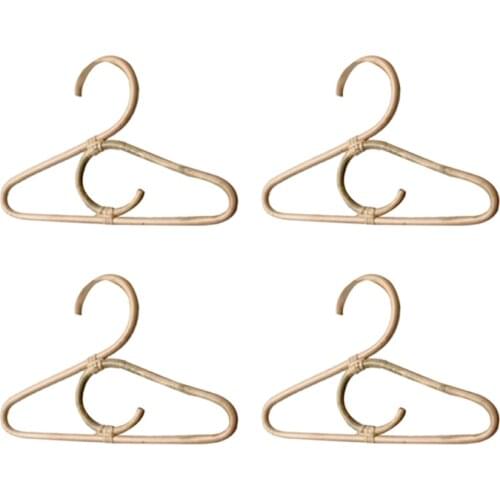 4Pcs Rattan Clothes Hanger Nordic Style Kids Garments Organizer Rack Children Hanger Kids Room Decor Hangers for Clothes