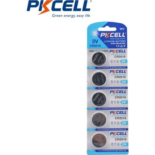 5Pcs 1Card 3V Lithium Battery 2016 CR2016 cr 2016 DL2016 75mAh Button Coin Battery For Watches Calculator