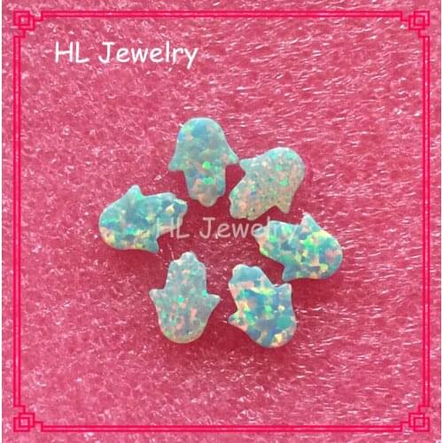 50PCS/Lot 8*10MM Opal Jewelry Working Stud&Drop Earrings/ Bracelet /Necklaces For Women Op03 Synthetic Opal Hamsa Hand pendant