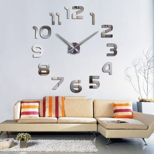 Acrylic Mirror Wall Stickers Home Decoration 3D Watch Living Room Kitchen Decor Reloj De Pared Modern European Style