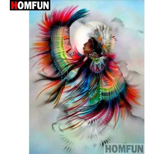 HOMFUN Full Square/Round Drill 5D DIY Diamond Painting "Indian feather" Embroidery Cross Stitch 5D Home Decor Gift A08762