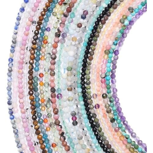 38cm 1Strand Factory price Natural Stones Faceted Beads 2-4mm Multi Colored Stone Crystal Bead Pick Material For Jewelry Making
