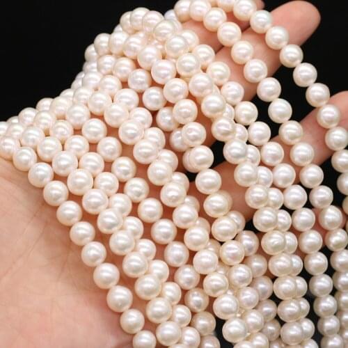 Natural Freshwater Pearl Beads For DIY Jewelry Making Necklaces Bracelets And Earrings Potato Shape White 7-8mm 36cm