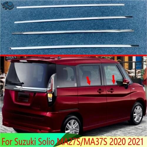 For Suzuki Solio MA27S/MA37S 2020 2021 Decorate Accessories Body Styling Stick Stainless Steel Window Garnish Window Strip Trim