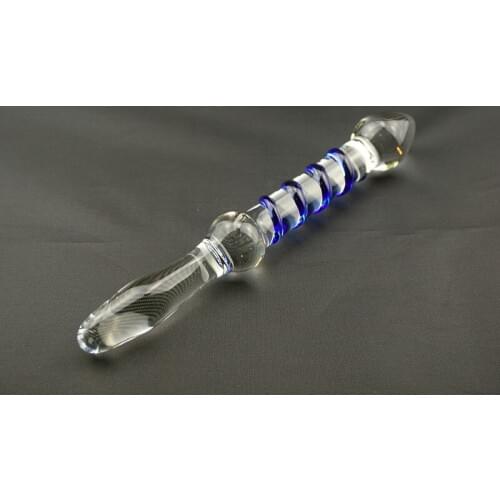 Long Large double end Pyrex penis glass dildo big crystal anal plug sex toys for lesbian 018