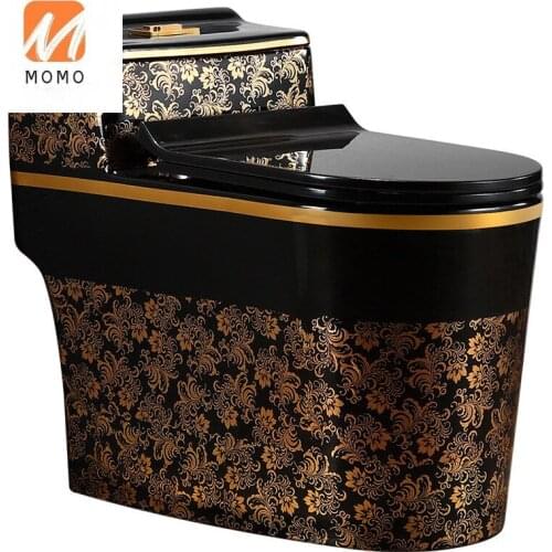 Home color toilet black gold European style luxury retro water closet personalized creative ceramic toilet Biological Toilet