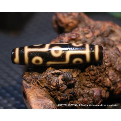 Energy Tibetan Old Oily Agate Ivory Color 9 Eye Most Respect dZi Bead Amulet 2A+ ZZY_46 Timestown UPD21729A01
