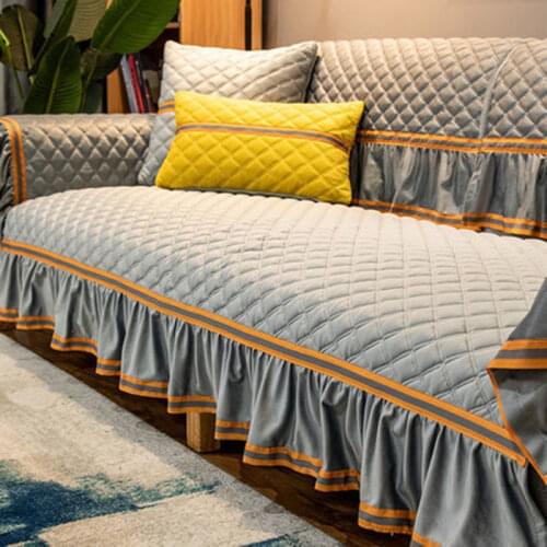European Skirt Sofa Cover Thick Plush Anti-slip Couch Cushion Towel for Home Living Room Decoration Furniture Slipcover