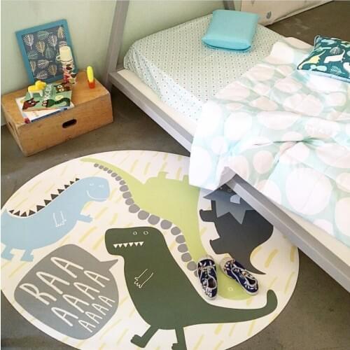 Lovely Cartoon dinosaur 120cm Round Decorative Carpet Floor Door Yoga Pad Baby Child Kids Play Crawling Mat Hallway Area Rug