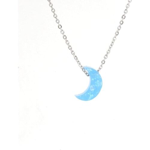 Fashion Simple Light Luxury Moon Opal Pendant Necklace for Women Fine Silver Plated Short Necklace Charm Women Wedding Jewelry