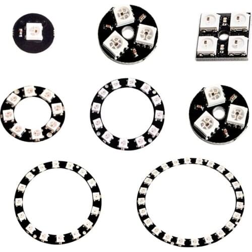 WS2812 5050 RGB LED Lamp Panel Module 1/3/4/7/8/12/16/24 bit ,round LED Development Board display for Arduino DIY Electronics