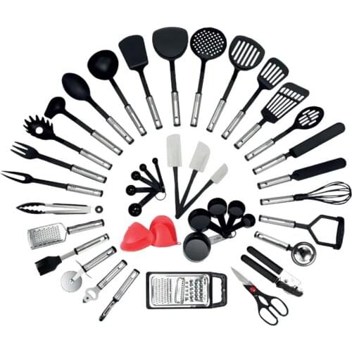 Kitchen Cooking Utensils Set, 42 Pcs Kitchen Utensil Set with Stainless Steel Handle - Kitchen Gadgets Cookware Set