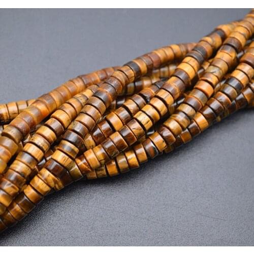 Natural Flat Round Shape Yellow Tiger Eye Gemstone Loose Beads for Jewelry Making DIY Bracelet Necklace Charm Accessories 4-6mm