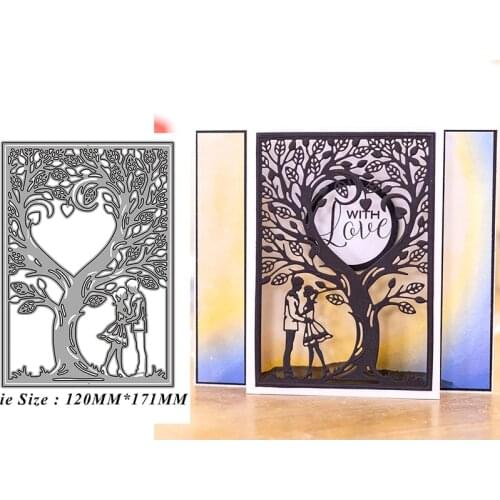 Couple Love Tree Hollow Frame Metal Cutting Dies Stencil Scrapbooking Embossing 2021 New Christmas Craft Dies Diy Molds