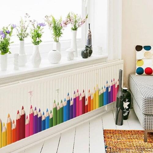 Pastel pencil skirting board wall sticker PVC Material DIY wall decals For Childrens room bedroom skirting decor sticker