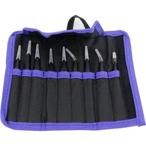 Tweezer round/straight edge stainless steel 9 sets black tweezers 10-34A canvas set DIY disassembly tool kit