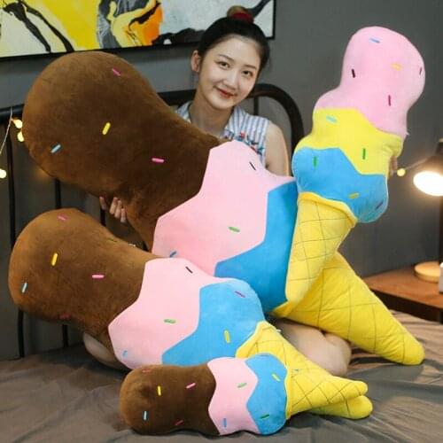 50/70/90CM Cute Giant Plush Ice Cream Plushie Pillow Soft Stuffed House Decor Props Sofa Chair Cushion For Children Gifts
