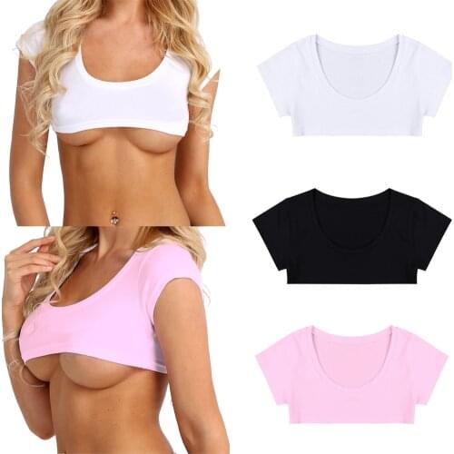 Sexy Summer Women Party Tank Tops Cropped Short Sleeve Cotton Crop Tops Shirt
