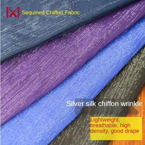 Chiffon Fabric Silver Silk Crepe By The Meter Per for Skirt Skirt Clothes Sewing Summer Cloth Tulle Blue Sequin Brocade Plain