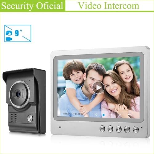 Hands-free 9 Inches TFT LCD Color Touch Screen Home Security Video Intercom System Wired Night Vision Camera Door Bell for Villa