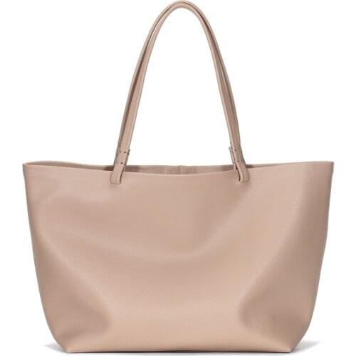 Simple High Capacity Tote Women Bag Bucket Shoulder Bags Retro French Fashion Genuine Cowhide Bags Female Brand Design UK