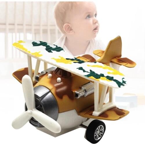 LED Light Cartoon Double Wing Pullback Glider Airplane Model Kids Toy with Sound