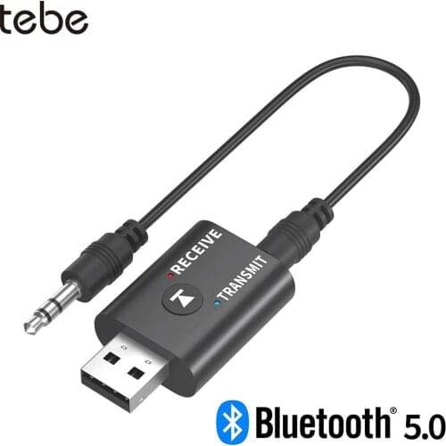 Tebe 2 IN 1 USB Bluetooth 5.0 Audio Receiver Mini 3.5mm Aux Car Wireless Transmitter Adapter Stereo Dongle For PC Speaker TV