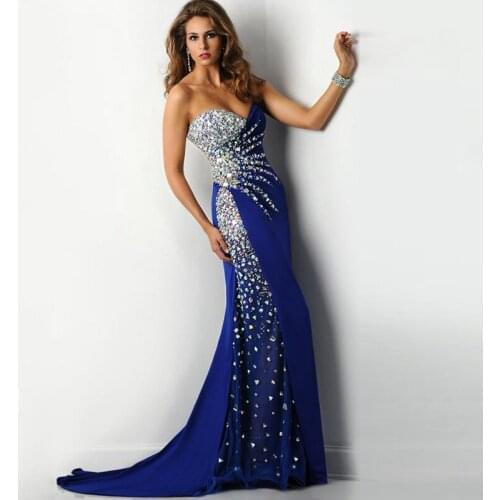 Crystals Evening Dresses 2020 Sweetheart Beaded with Rhinestones Pleats Custom Made Prom Dresses Long Chiffon Party Gowns 2020