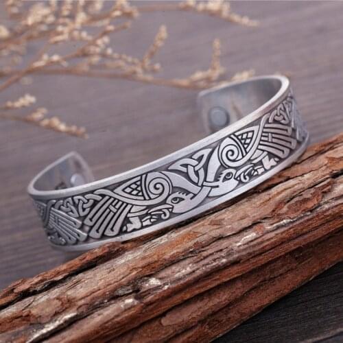 Vintage Irish Lucky Knot Viking Raven Pattern Magnetic Bracelet Nordic Fashion Trends Men and Women Bracelet Jewelry