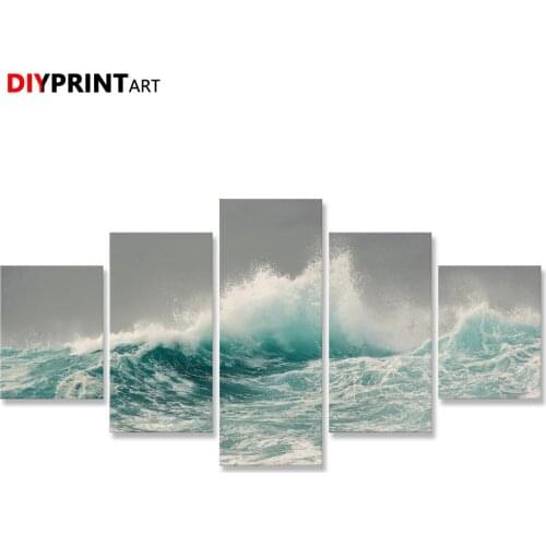 Water Waves 5 Pcs/set Wall Art Canvas Prints Pictures for Living Room Home Decoration A2280