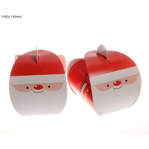 High Quality Merry Christmas 5 Pcs Decoration Candy Biscuit Cake Box Red Paper Gift Box Santa Claus Gloves Party 7x10x12cm