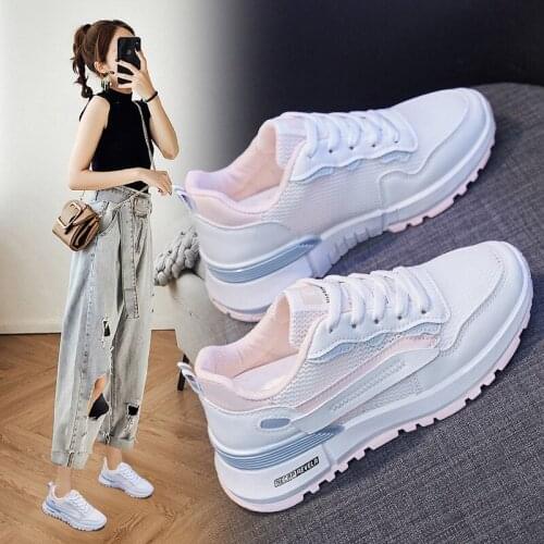 2021 Women Sneakers Girl Spring Summer Fashion Breathable Thin Mesh Lace-up Casual Sport Jogging Shoes Trainers 3 Colors