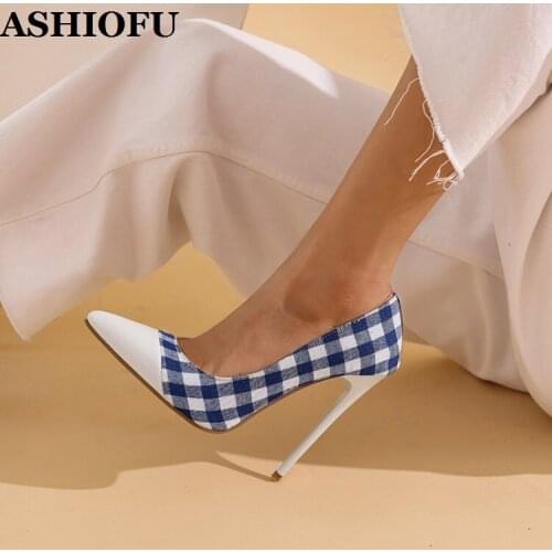 ASHIOFU New Ladies Stiletto Heel Pumps Gerham-Style Party Prom Slip-on Evening Dressing Real Photos PlusSize Fashion Court Shoes