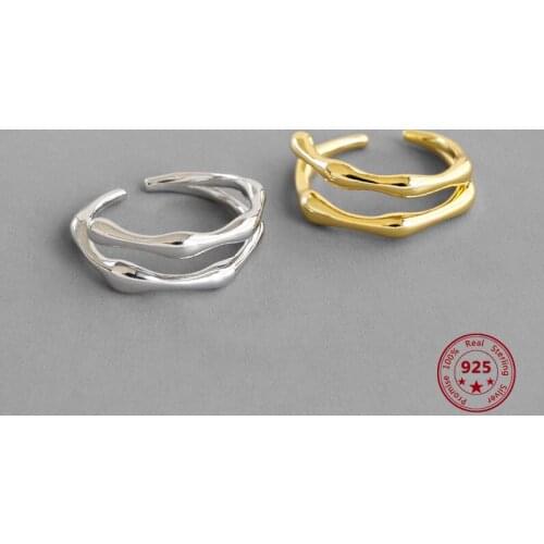 Korean Version Of New S925 sterling Silver Womens Foot Jewelry Simple Wild Irregular Joint Shape Opening Adjustable Ring