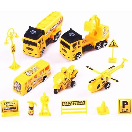 1 Set Construction Vehicle Excavator Truck Project Bus Aircraft Motorcycle Pull Back Force Toy Children Birthday Christmas Gift