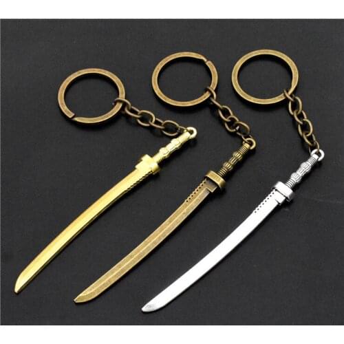 1pcs Fashion 30mm Key Ring Metal Key Chain Keychain Jewelry With 3 Colors Plated Sword 106*10mm Pendant