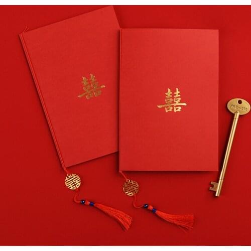 2Pcs Chinese Style Red Wedding Vows Card with Tassel Bridal Shower Photo Prop Bride Groom Guarantee Card Wedding Speech Card