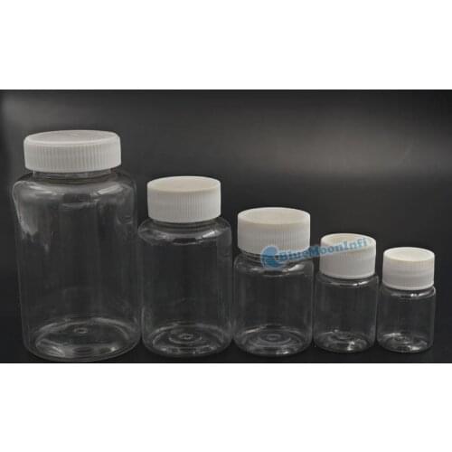20 Pcs / Lot Empty Plastic Sample Vial 15ml 30ml 50ml 100ml 250ml Tube Storage Bottles with Turn Screw Cover Round Cap