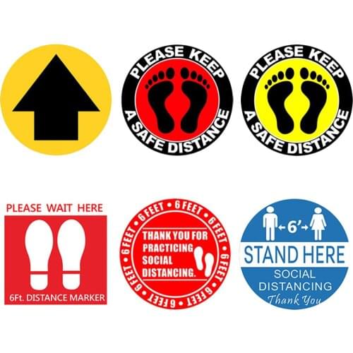 5pcs Social Distancing 6ft/2m Stickers Shop Floor Decals Self Adhesive PVC 30cm