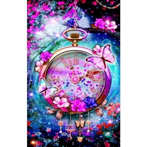 JMINE Div 5D Butterfly Flower Clock Full Diamond Painting cross stitch kits art High Quality Floral 3D paint by diamonds