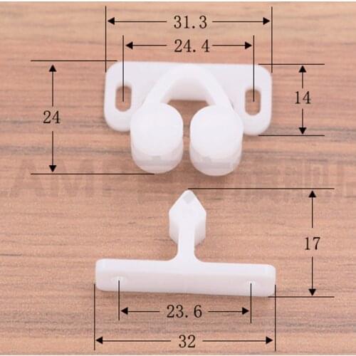White Double Twin Roller Door Catch Catches Cabinet Cupboard Furniture Latch