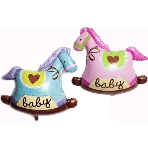 Free 10pcs Helium balloons Wooden horse Foil Balloon Baby Showers Happy Birthday Party Decorations Baby Boy baby Girl balls